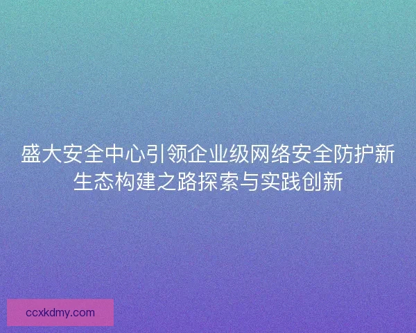 盛大安全中心引领企业级网络安全防护新生态构建之路探索与实践创新