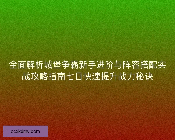 全面解析城堡争霸新手进阶与阵容搭配实战攻略指南七日快速提升战力秘诀